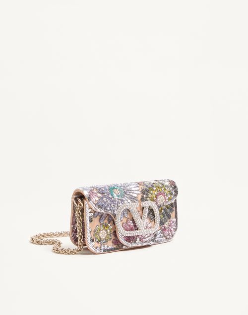 Valentino Garavani - Valentino Garavani Locò Small Embroidered Shoulder Bag With Jewel Logo - Multicolour - Woman - Shoulder Bags